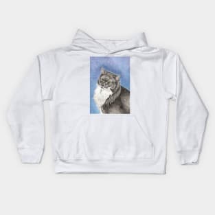 Grey and White Cat Kids Hoodie